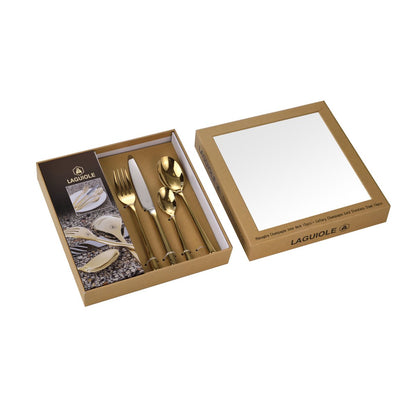 Laguiole bestekset goud detail afwerking met spiegelglans - Luxe productdoos

