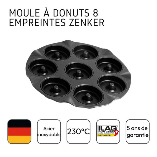 Zenker donutvorm 8 holtes Black Metallic met ILAG antiaanbaklaag
