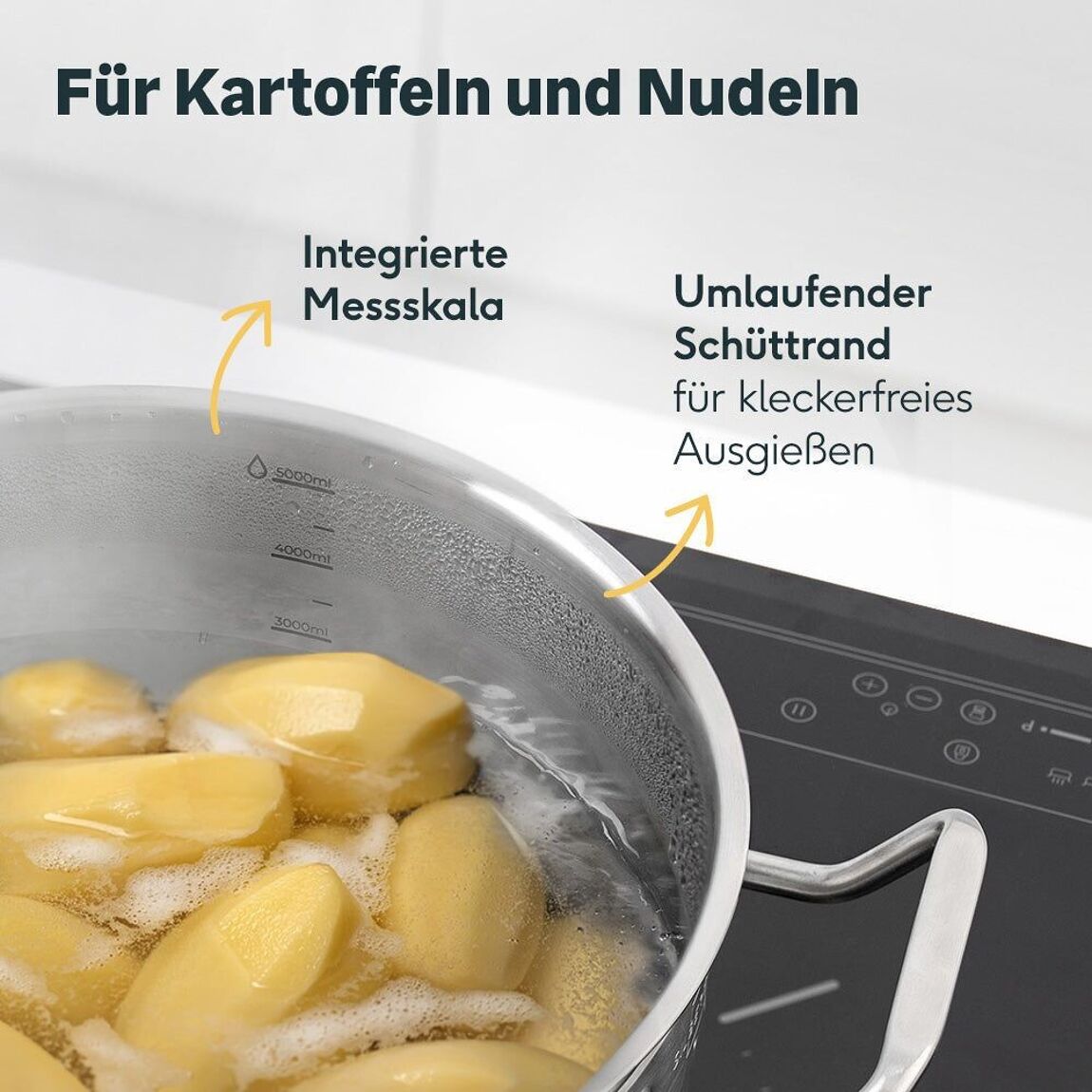 Kookpot RVS met deksel inductie anti-aanbak 3,5 liter Silberthal
