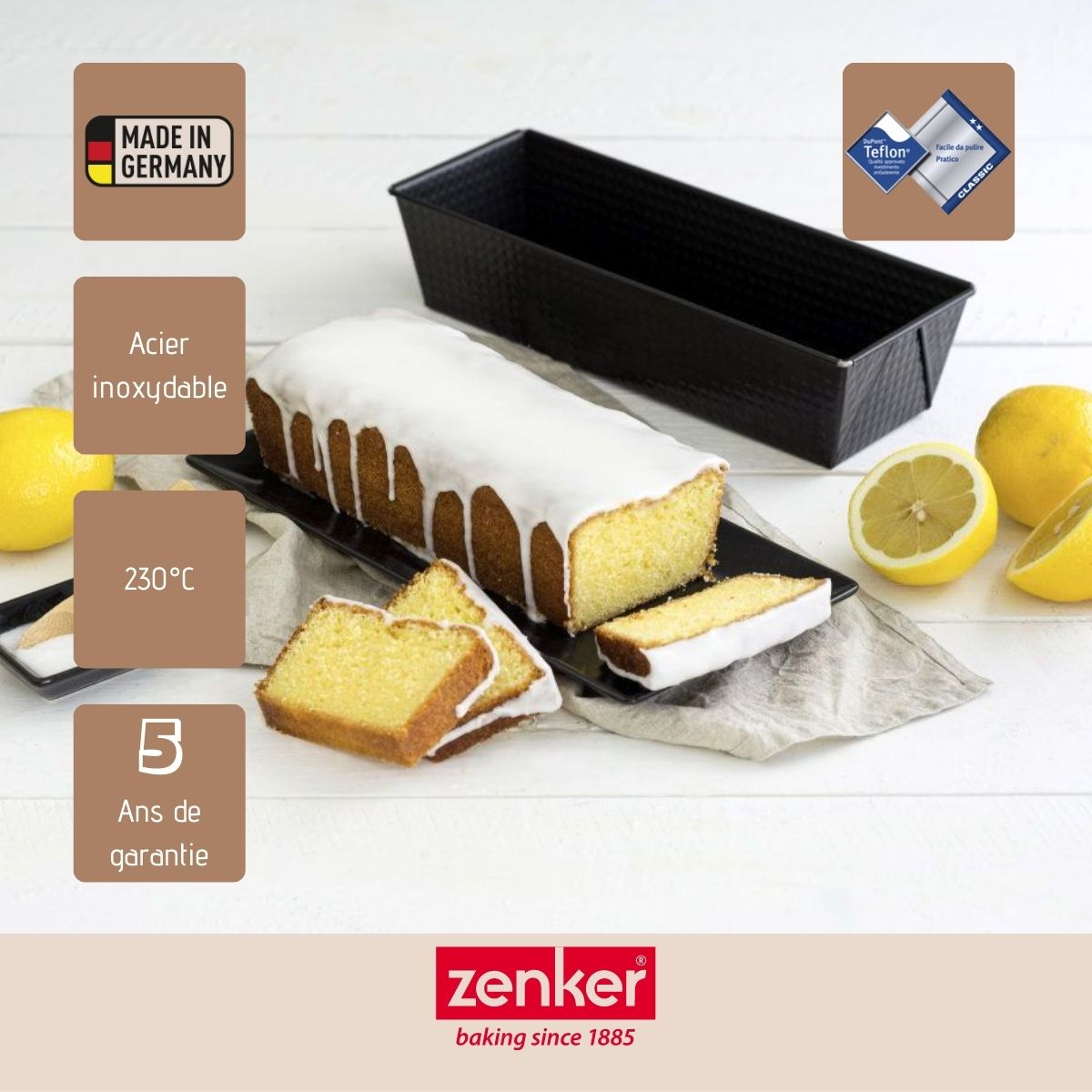 Zenker cakevorm 25,5cm zijaanzicht Duitse kwaliteit
