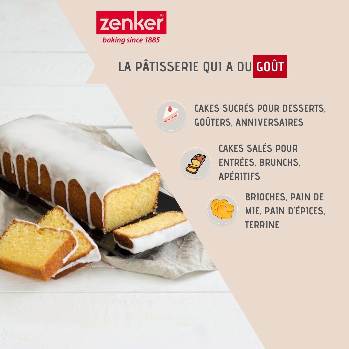 Gebakken cake in Zenker bakvorm 25 cm