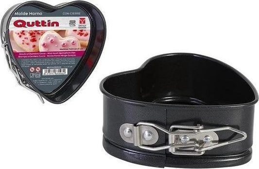 Springvorm Hart Mini Quttin 11cm | Non-stick Antraciet | Taartjes - Dahomy.nl