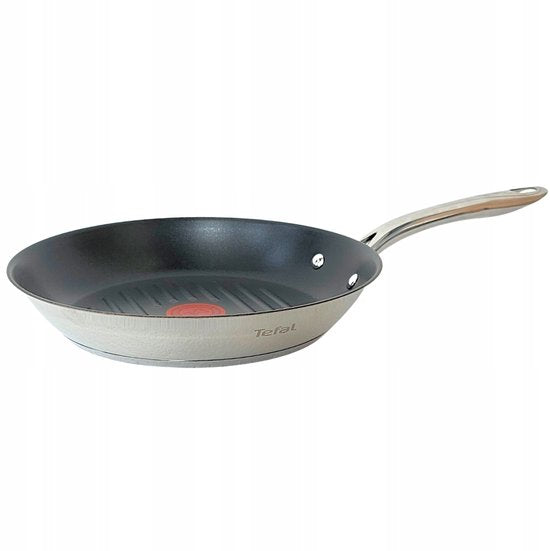 Tefal Infinite grillpan 26 cm zijkant ergonomische hittebestendige greep roestvrij staal.