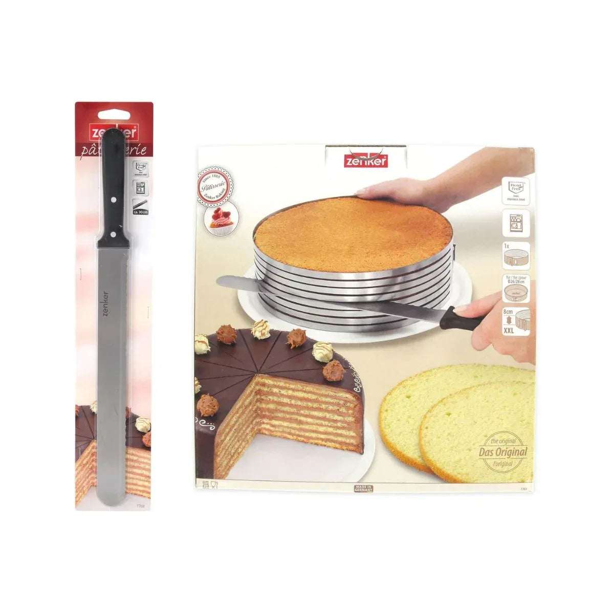 Gebaksbestek Set Zenker 2-delig | Taartmes 30cm + Gebakscirkel - Dahomy.nl