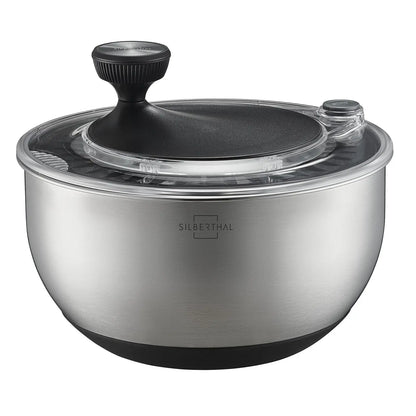 Silberthal RVS slacentrifuge 4,5 liter met slinger, transparant deksel en zwarte antislipbodem
