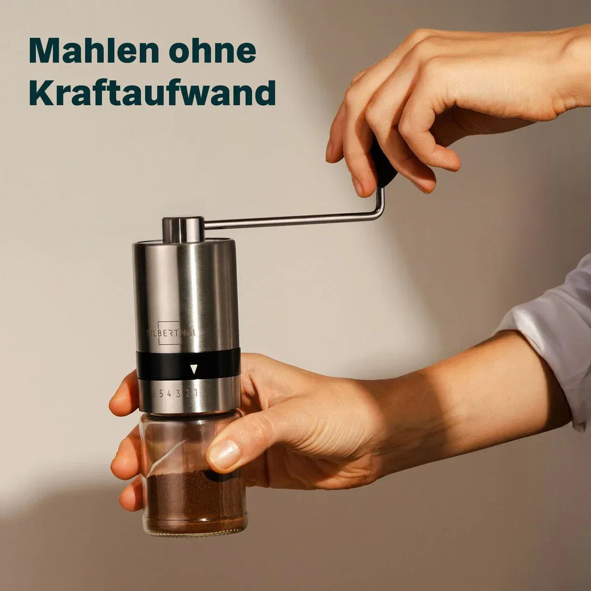 Handmatige Koffiemolen met Glazen Container – Silberthal Premium Koffiemaler met Keramisch Maalwerk - Dahomy.nl
