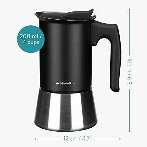 Navaris espresso maker 4 kopjes detail bovenaanzicht