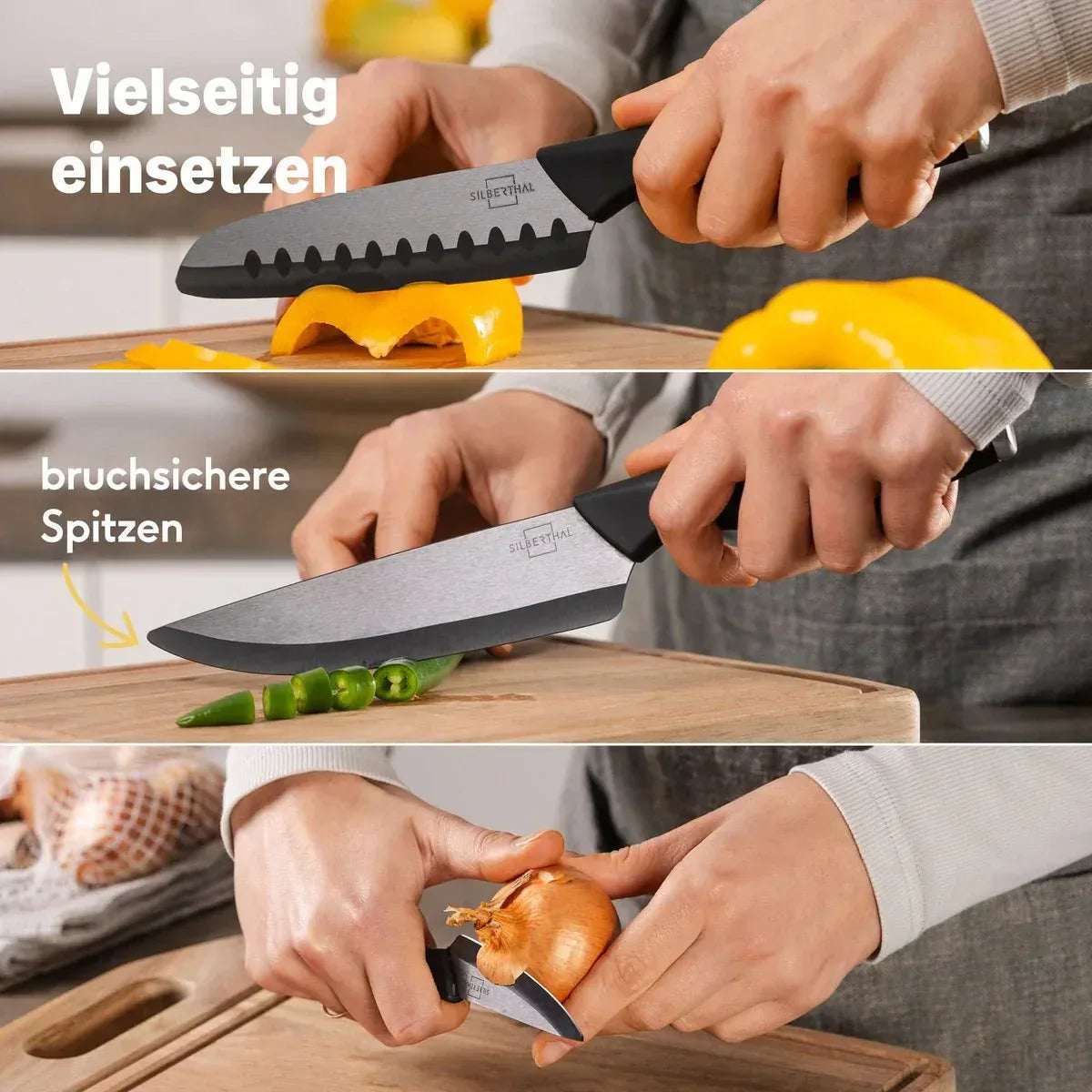 Keramische Messen Set 3-delig – Silberthal Zirkonia Messenset met Mesbescherming - Dahomy.nl