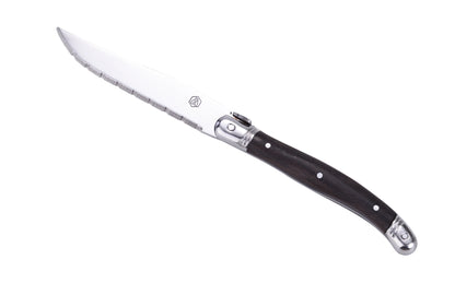 set van 6 hoogwaardige steakmessen RVS lemet en houten handvat 23 cm lang