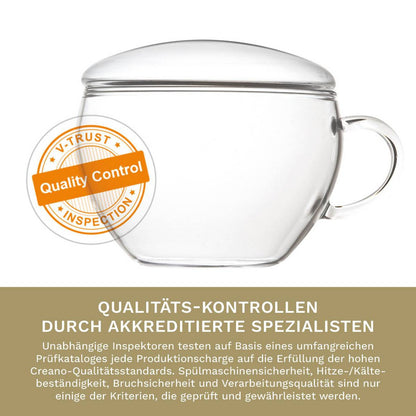 Klein theeglas 200ml Creano perfect voor bloeiende thee met deksel
