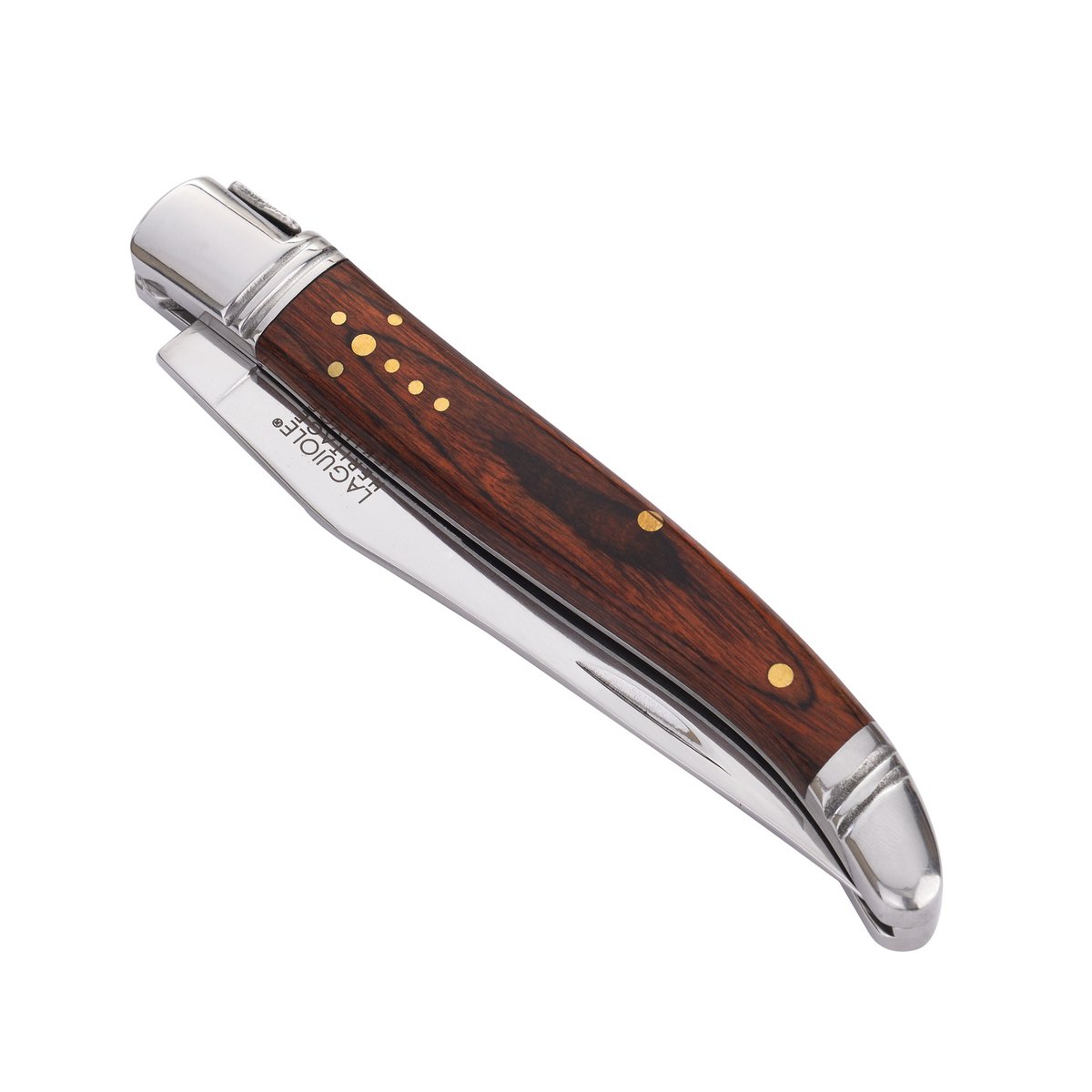 Laguiole Heritage zakmes ingeklapt Pakka houten handvat met Laguiole Heritage bedrukking
