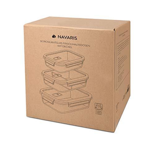 Voedselcontainer Glas Set Navaris | Luchtdicht Lekvrij | 3 Stuks - Dahomy.nl