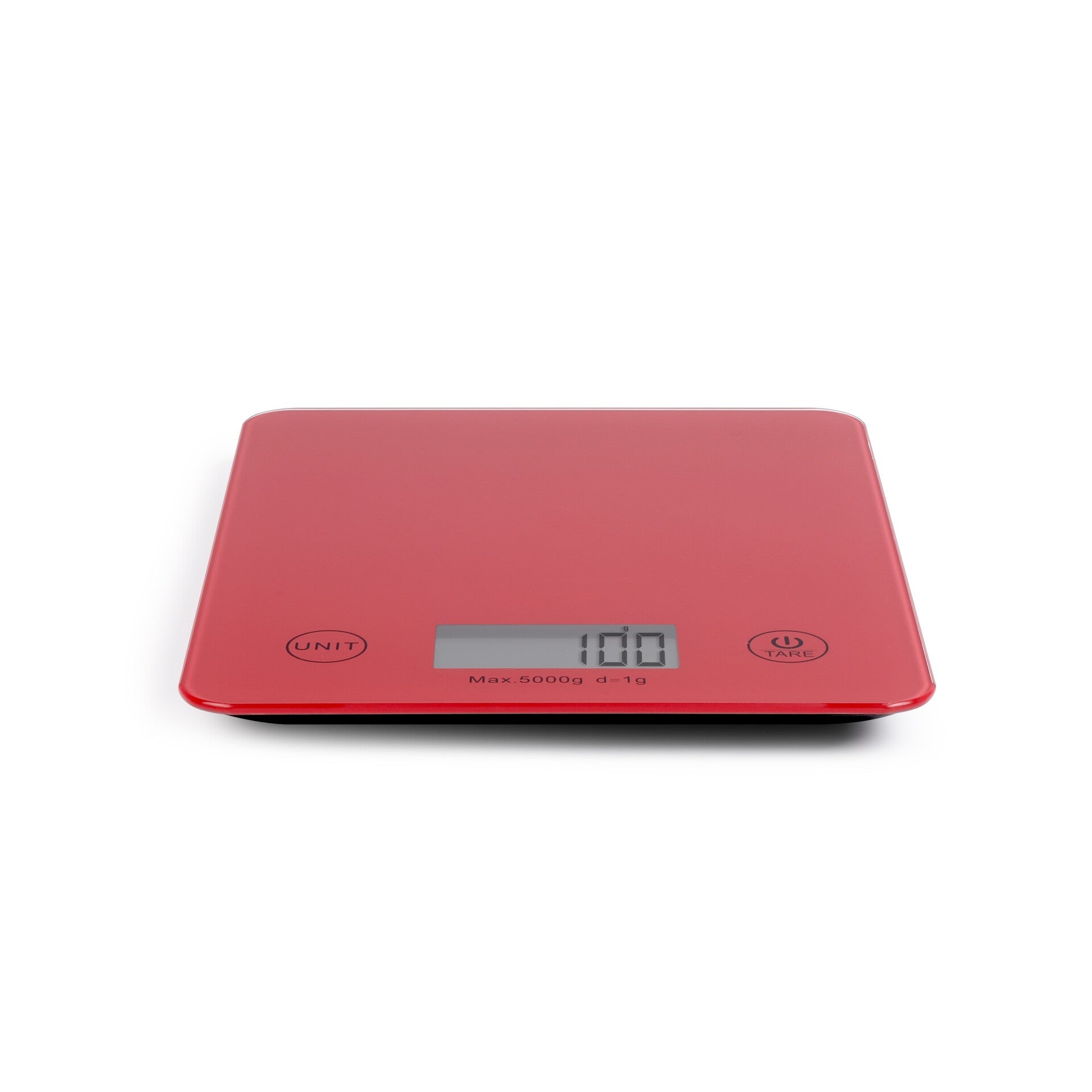 Livoo keukenweegschaal rood detail digitaal LCD display tarrafunctie
