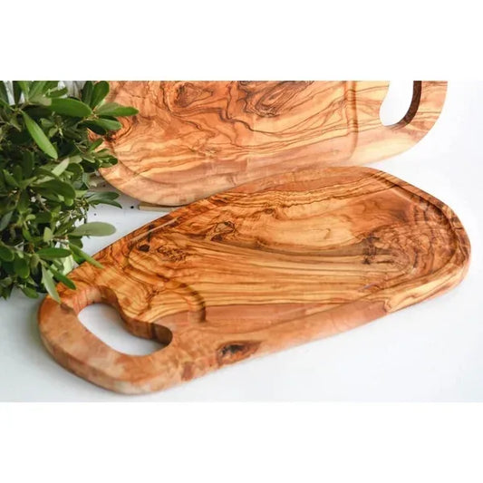 Steakplank Olijfhout Olivenholz 45-49cm | Sapgroef Handvat | BBQ - Dahomy.nl