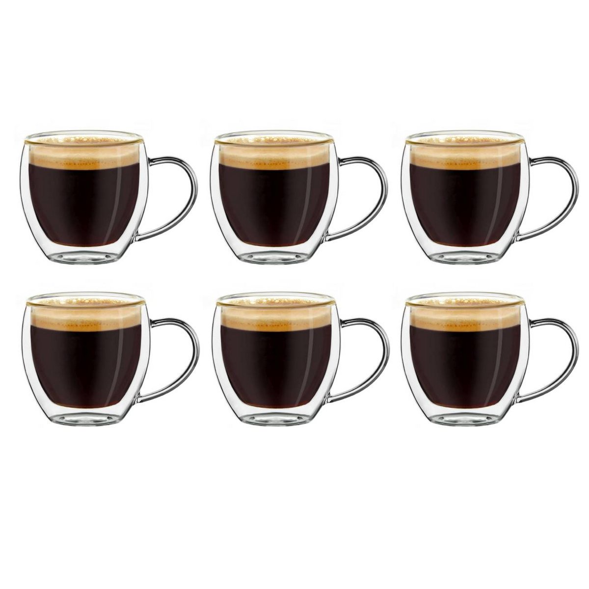 Dubbelwandige espressoglazen set van 6 100ml Creano met kristalhelder glas voor espresso


