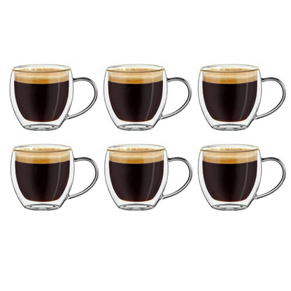 Dubbelwandige espressoglazen set van 6 100ml Creano met kristalhelder glas voor espresso


