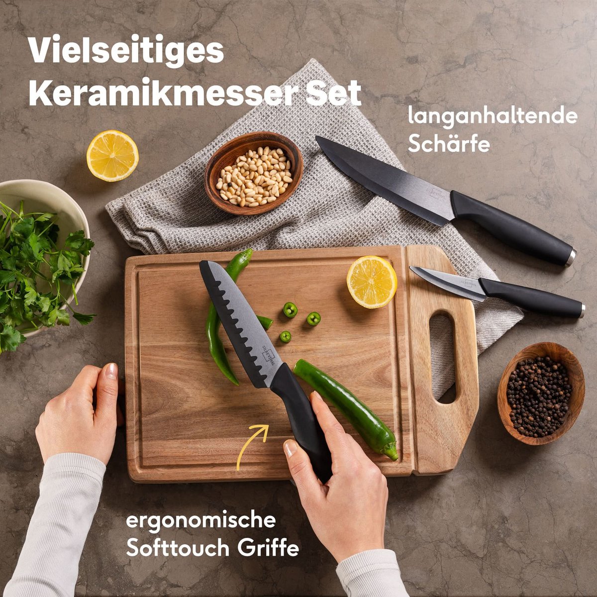 Keramische Messen Set 3-delig – Silberthal Zirkonia Messenset met Mesbescherming