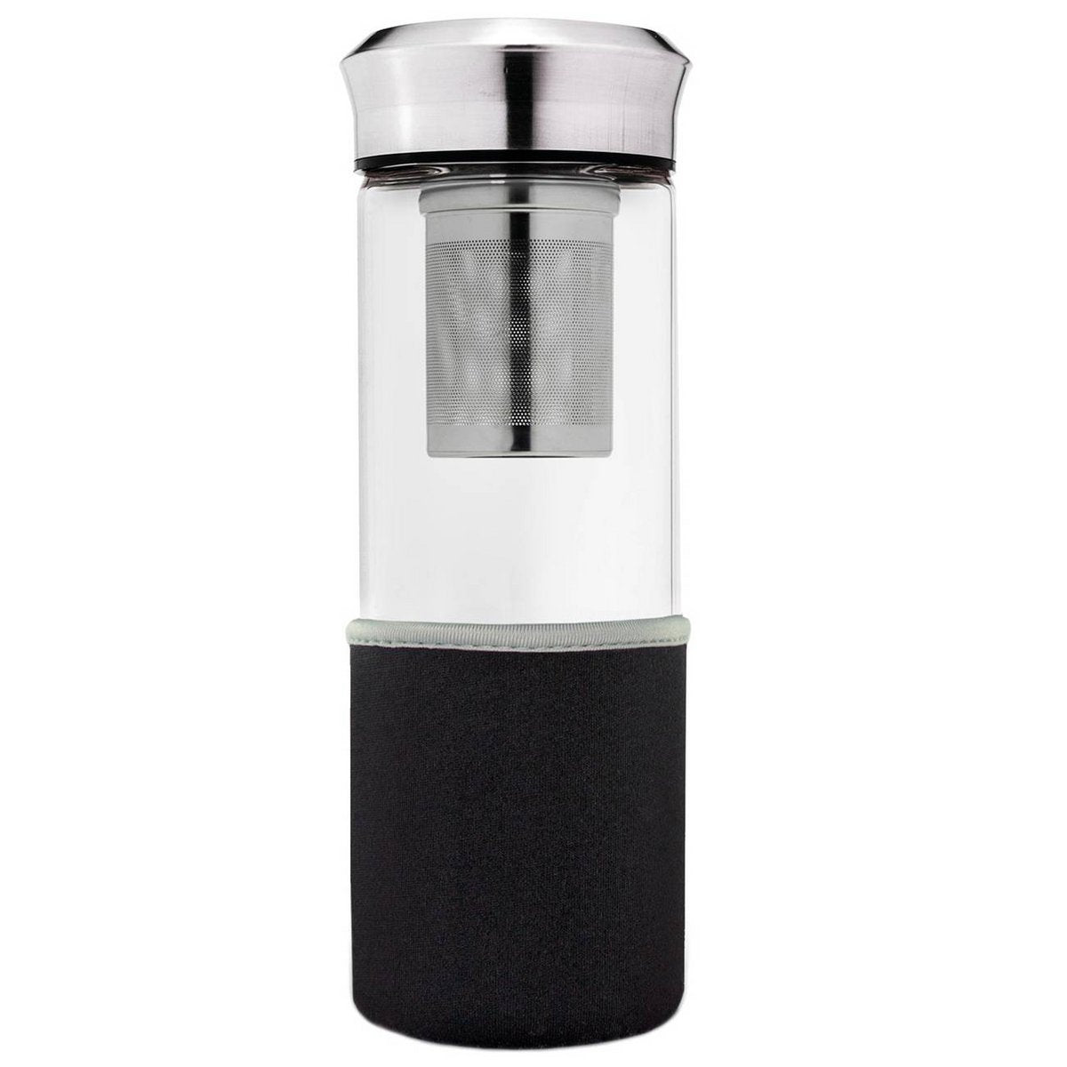 Lege Creano Teamaker 400ml met zichtbare roestvrijstalen filter en glazen beker
