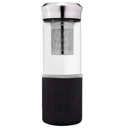 Lege Creano Teamaker 400ml met zichtbare roestvrijstalen filter en glazen beker
