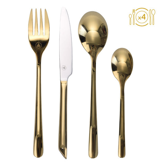 Laguiole bestekset 16-delig goud Golden Shiny voor 4 personen
