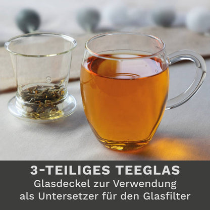 Creano all-in-one theeglas met geïntegreerde glasfilter - detail thee infuser
