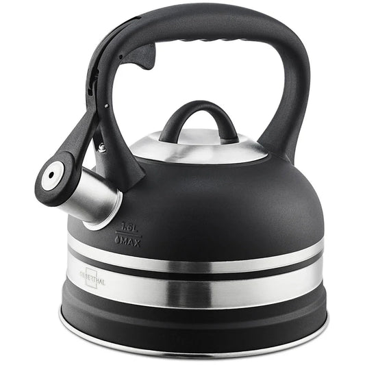 waterkoker RVS stijlvol zwart en zilver 1,6 liter geschikt voor alle soorten fornuizen incl. inductie