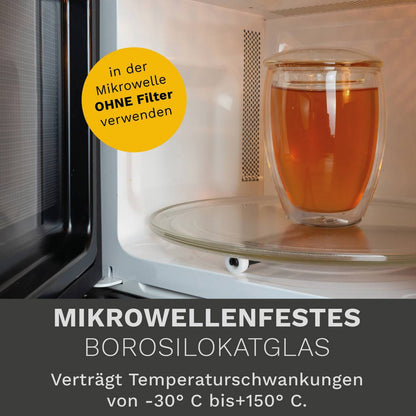 Theeglas met filter en deksel 400ml vaatwasmachinebestendig Creano
