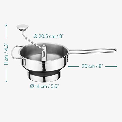 Voedselmolen RVS Navaris 20,5cm | Pureemolen 3 Maalschijven - Dahomy.nl