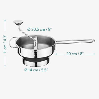 Voedselmolen RVS Navaris 20,5cm | Pureemolen 3 Maalschijven - Dahomy.nl