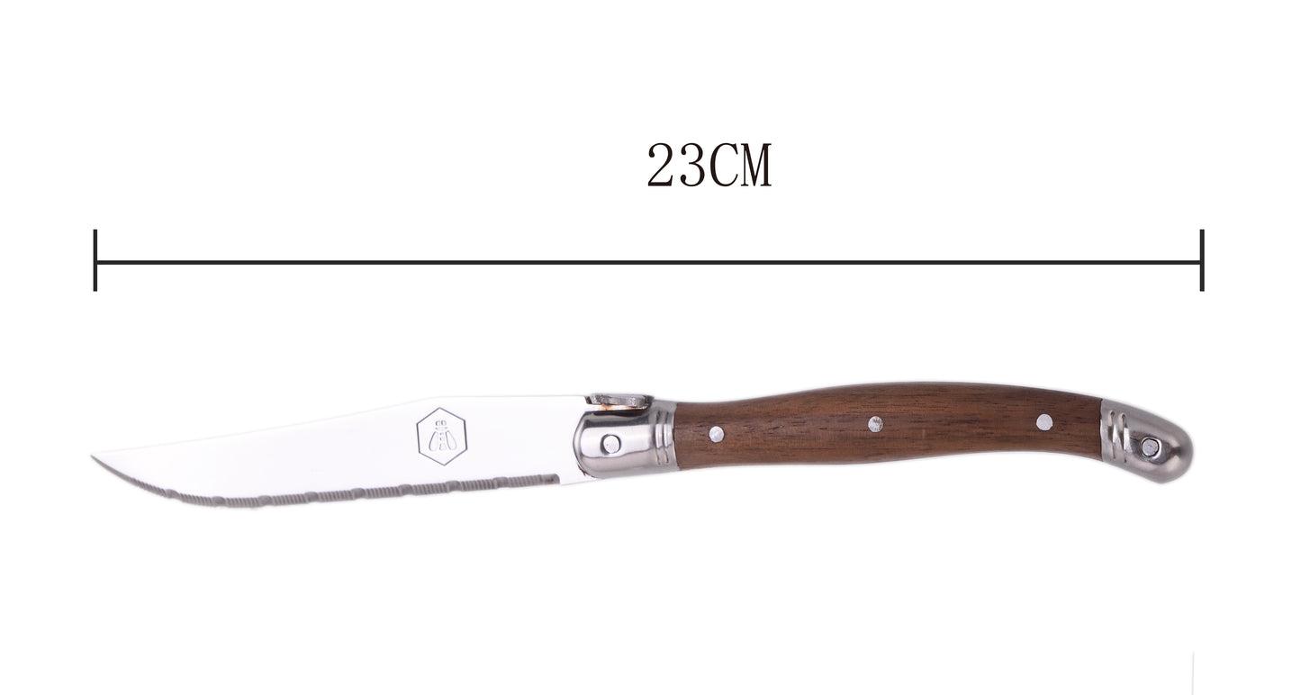 LAGUIOLE steakmes walnoot hout handgepolijst afwerking 23 cm