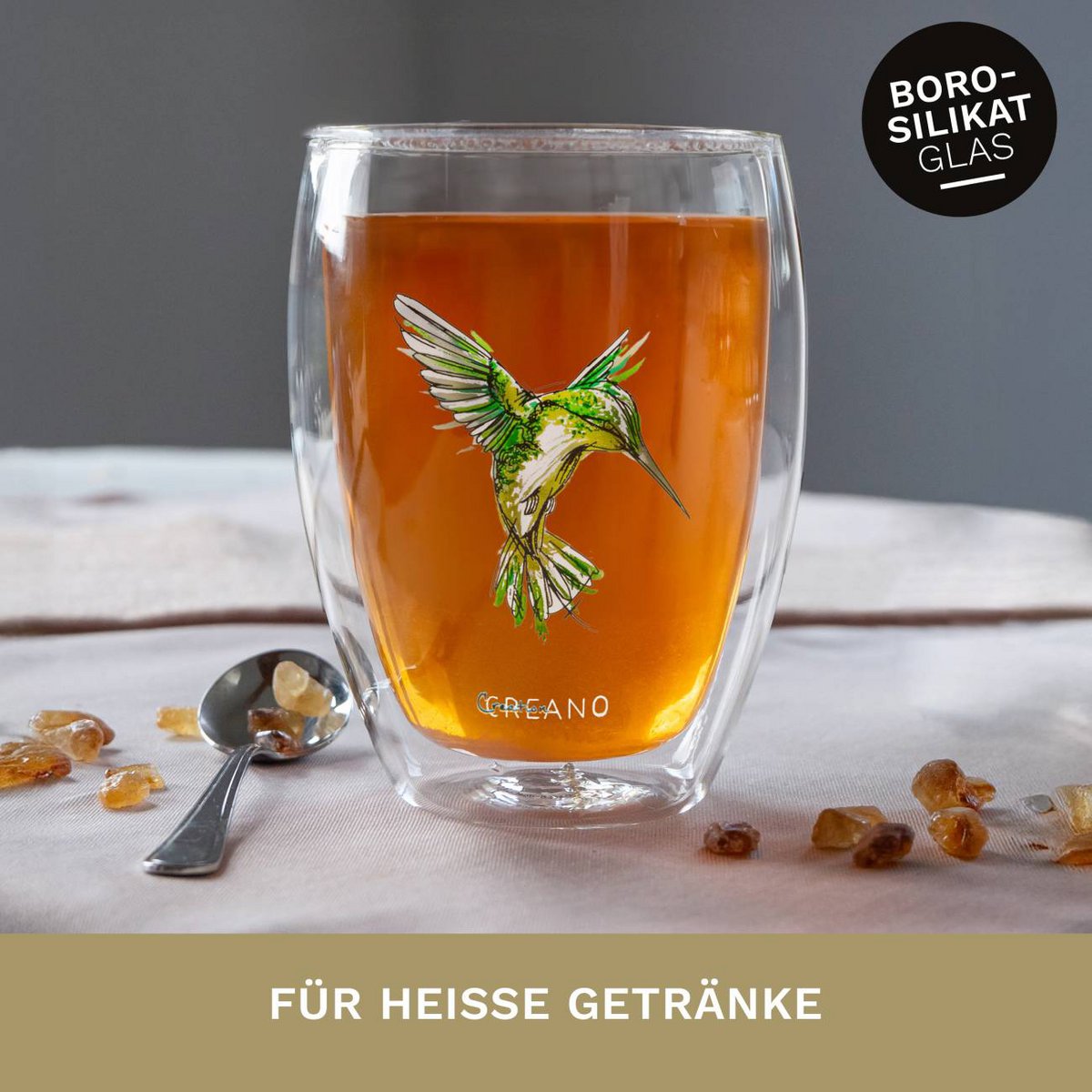 Set van 6 thermoglazen dubbelwandig glas handgemaakt borosilicaatglas Creano
