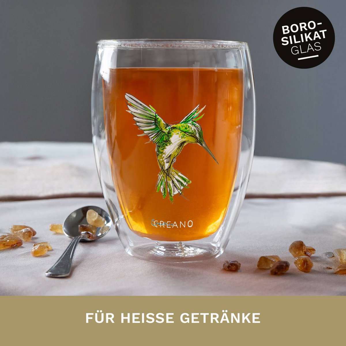 Set van 6 thermoglazen dubbelwandig glas handgemaakt borosilicaatglas Creano
