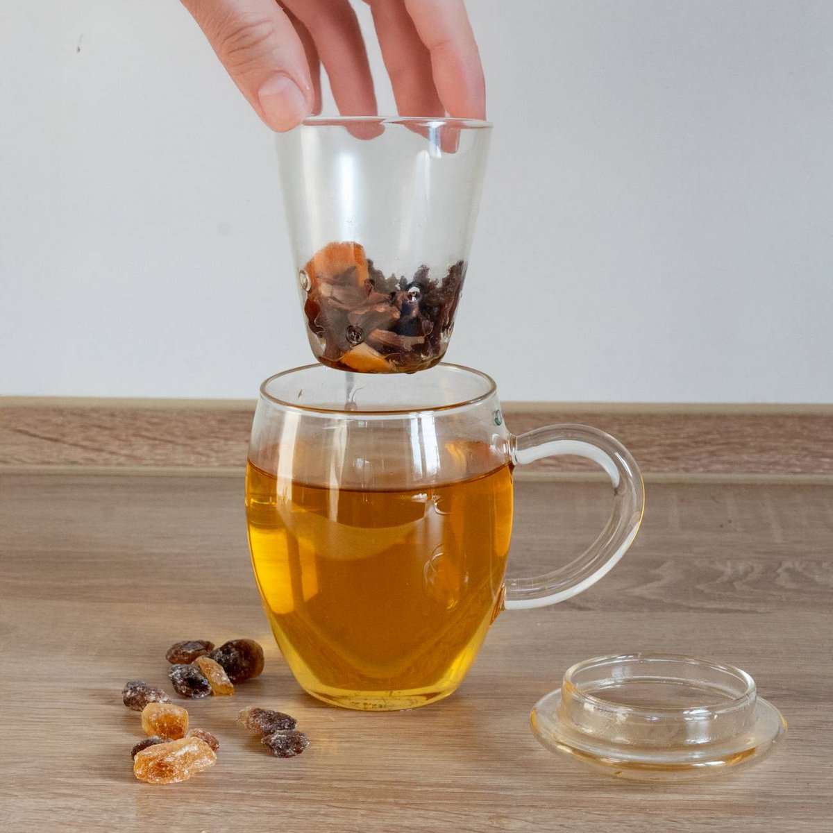 Glazen theeglas 400ml met deksel - hittebestendig borosilicaatglas
