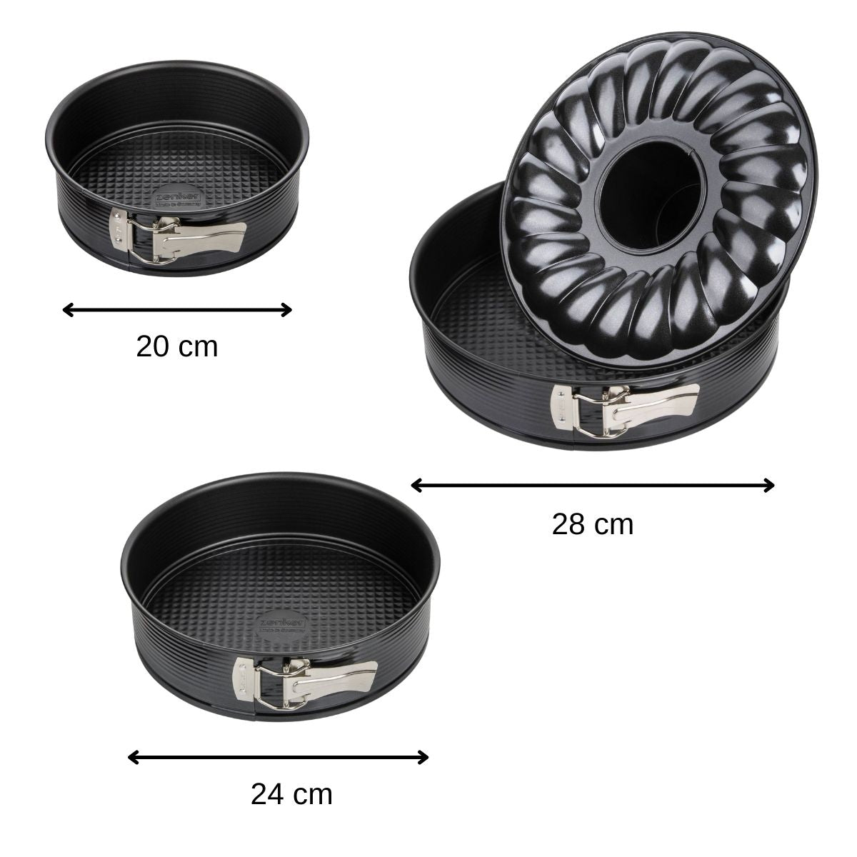 Zenker set van 3 springvormen 20-24-28cm met non-stick coating
