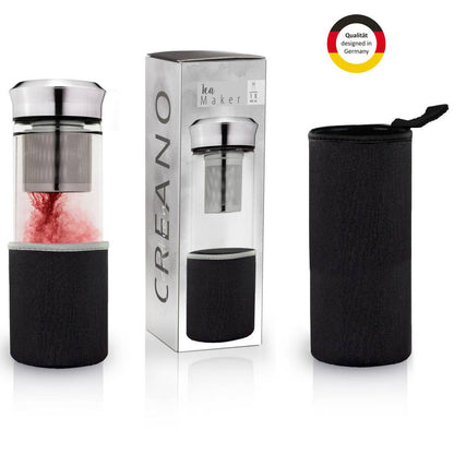 Creano Teamaker 400ml zwart met roze fruitthee, inclusief verpakking en neopreen hoes
