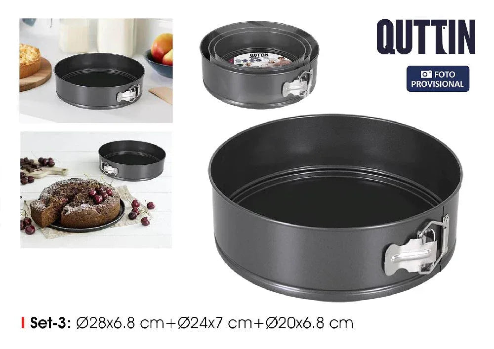 Springvorm Set 3-delig 20/24/28 cm – Afneembare Bodem | Quttin - Dahomy.nl