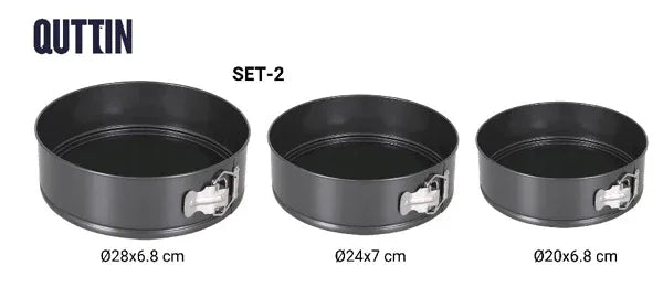 Springvorm Set 3-delig 20/24/28 cm – Afneembare Bodem | Quttin - Dahomy.nl