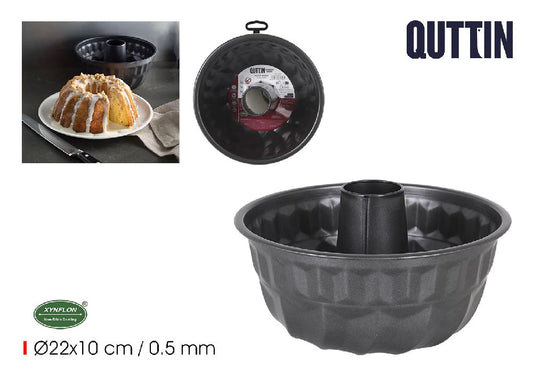 Savarin bakvorm 22cm Quttin koolstofstaal met antiaanbaklaag – tulbandvorm voor perfecte ringcakes
