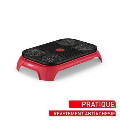 Tefal pannenkoekenmaker zijkant overzicht compact design keukenapparaat.