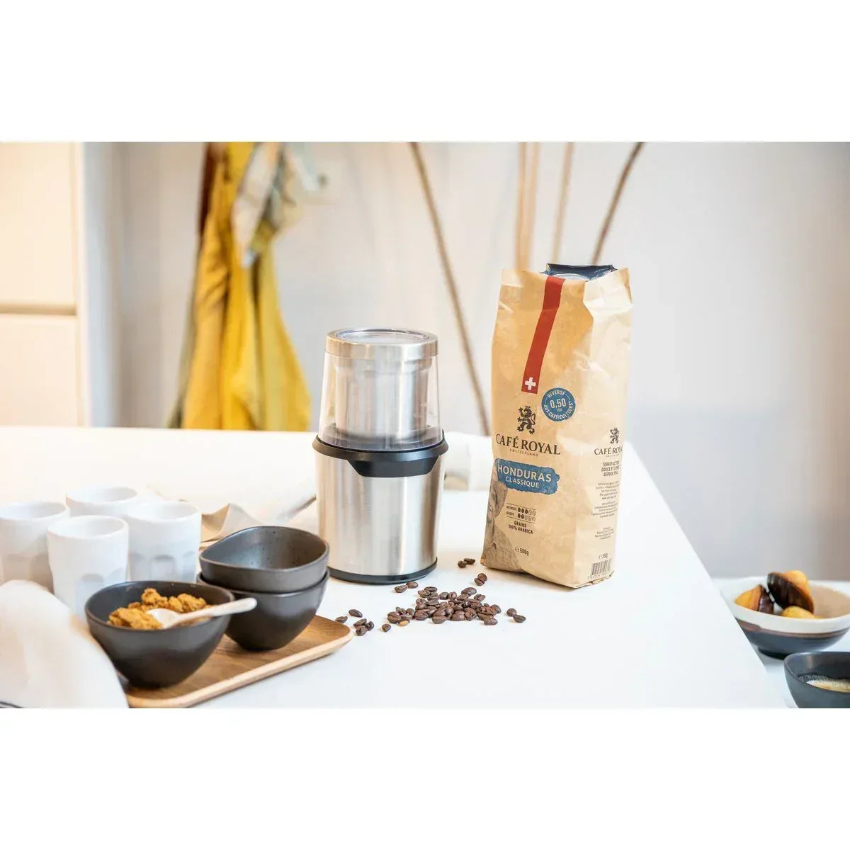 Koffiemolen Elektrisch Livoo 80g | RVS Messen | 8-12 Kopjes | Veiligheidsafdekking - Dahomy.nl