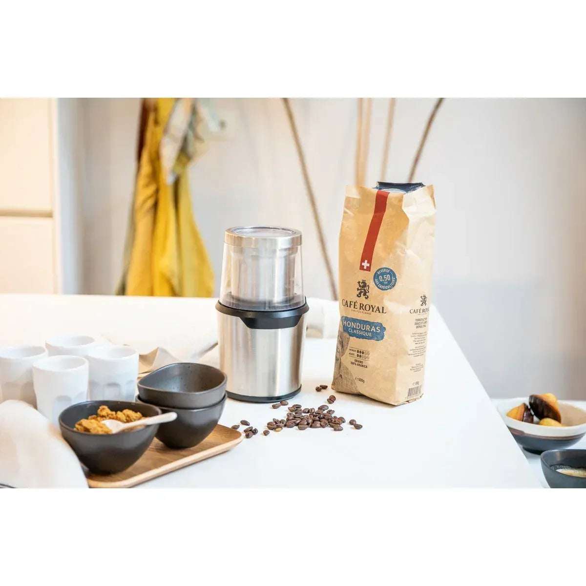 Koffiemolen Elektrisch Livoo 80g | RVS Messen | 8-12 Kopjes | Veiligheidsafdekking - Dahomy.nl