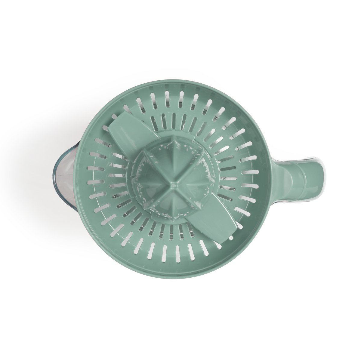 Livoo groene citruspers detail van de perskegel en opvangschaal