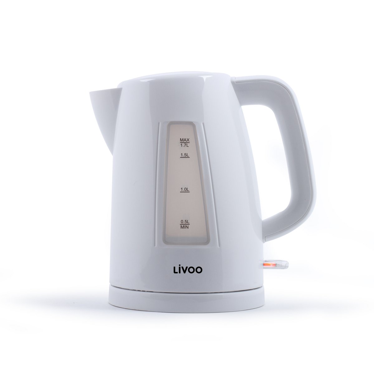 Livoo elektrische waterkoker in wit detail van de handgreep