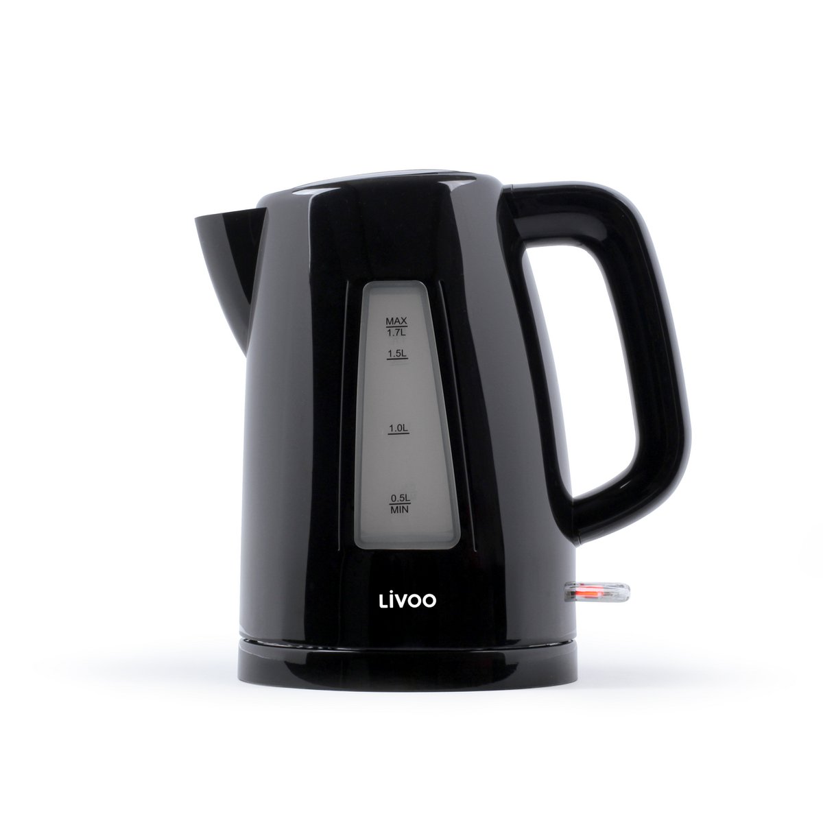 Livoo elektrische waterkoker in zwart met 360° draaibare voet en waterniveau-indicator