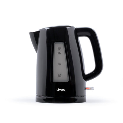 Livoo elektrische waterkoker in zwart met 360° draaibare voet en waterniveau-indicator