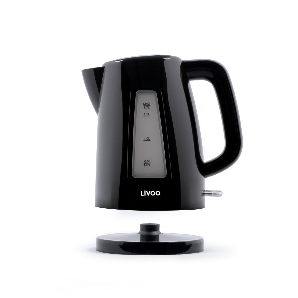  Livoo zwarte waterkoker detail van de handgreep en automatische uitschakeling