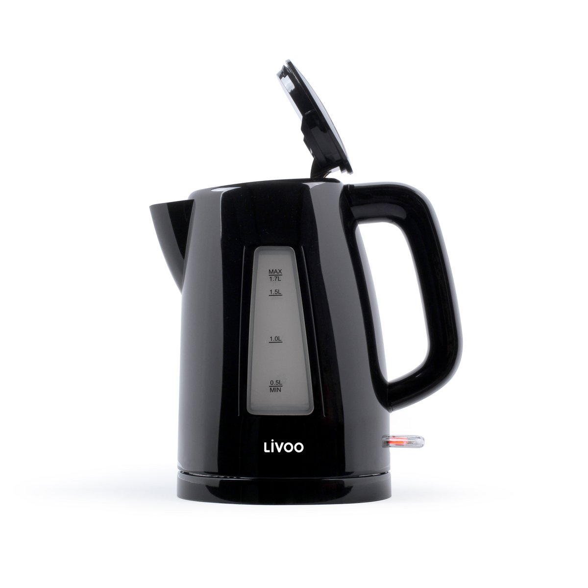 Livoo elektrische waterkoker zwart bovenaanzicht met deksel
