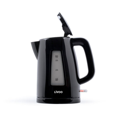 Livoo elektrische waterkoker zwart bovenaanzicht met deksel