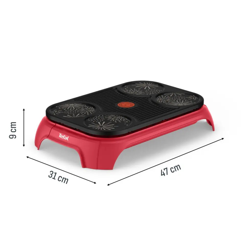Tefal pannenkoekenmaker afmetingen zijkant hoogte breedte diepte specificaties.