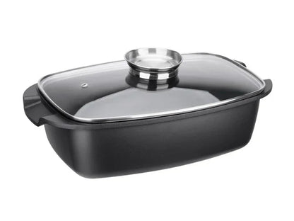 Swiss Pro+ rechthoekige braadpan 32cm met deksel aluminium antiaanbaklaag